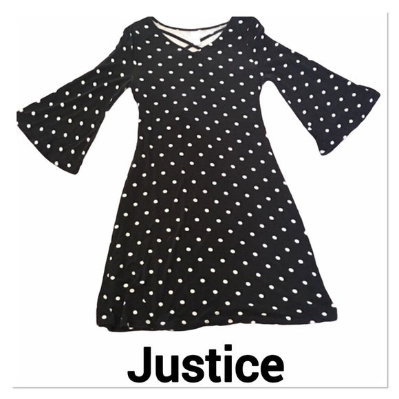 JUSTICE Polka Dot Bell Sleeve Dress size 14 - Picture 1 of 5